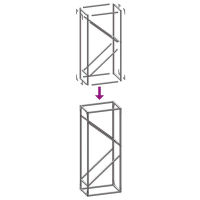 Polttopuuteline musta 40x25x100 cm kylmävalssattua terästä