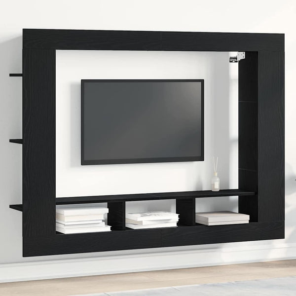 TV-kaappi Musta tammi 152 x 22 x 113 cm Tekninen puu