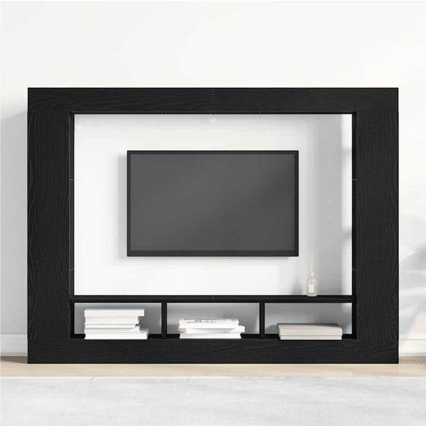 TV-kaappi Musta tammi 152 x 22 x 113 cm Tekninen puu