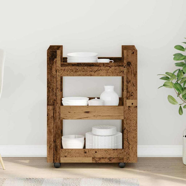 Keittiövaunu Vanha puu 60 x 45 x 80 cm Tekninen puu
