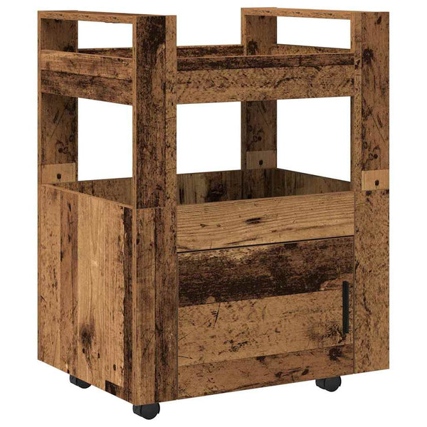 Keittiövaunu Vanha puu 60 x 45 x 80 cm Tekninen puu