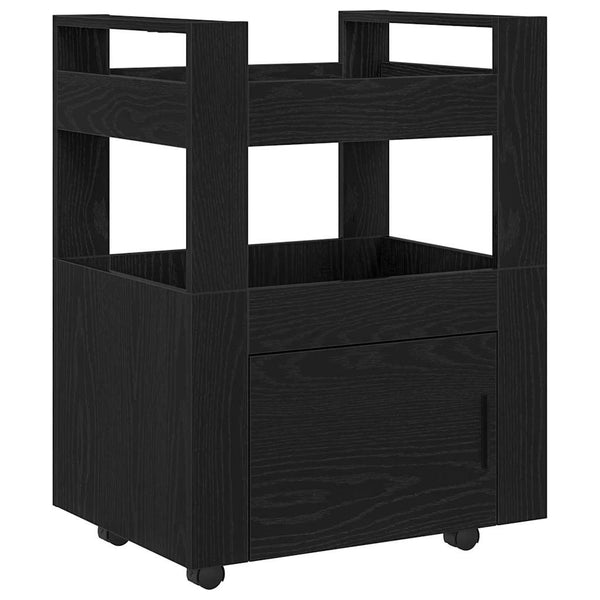 Keittiövaunu Musta tammi 60 x 45 x 80 cm Tekninen puu