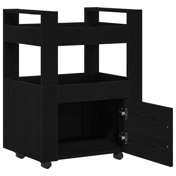 Keittiövaunu Musta tammi 60 x 45 x 80 cm Tekninen puu