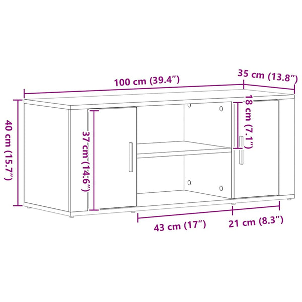 TV-kaappi Musta tammi 100 x 35 x 40 cm Tekninen puu