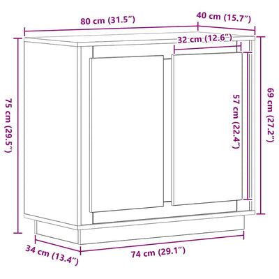 Moderni buffet-sivupöytä Musta tammi 80 x 34 x 75 cm