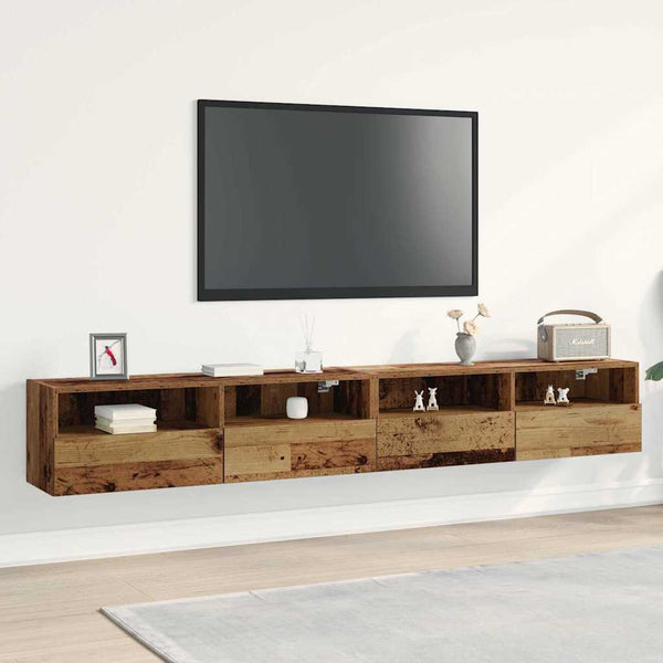 TV-seinäkaappi 2 pcs Vanha Puu 100 x 30 x 30 cm Tekninen puu
