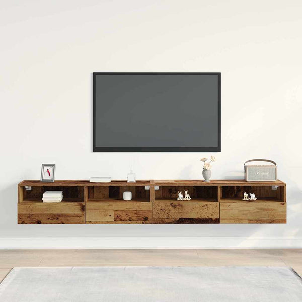 TV-seinäkaappi 2 pcs Vanha Puu 100 x 30 x 30 cm Tekninen puu