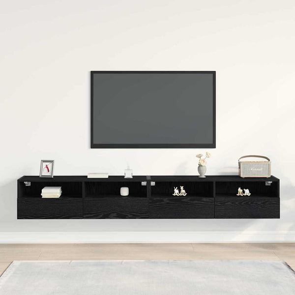 TV-seinäkaappi 2 pcs Musta tammi 100 x 30 x 30 cm Tekninen puu