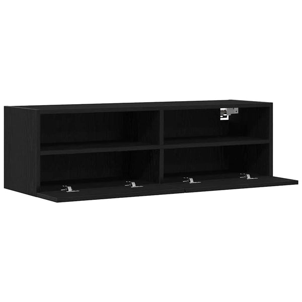 TV-seinäkaappi 2 pcs Musta tammi 100 x 30 x 30 cm Tekninen puu