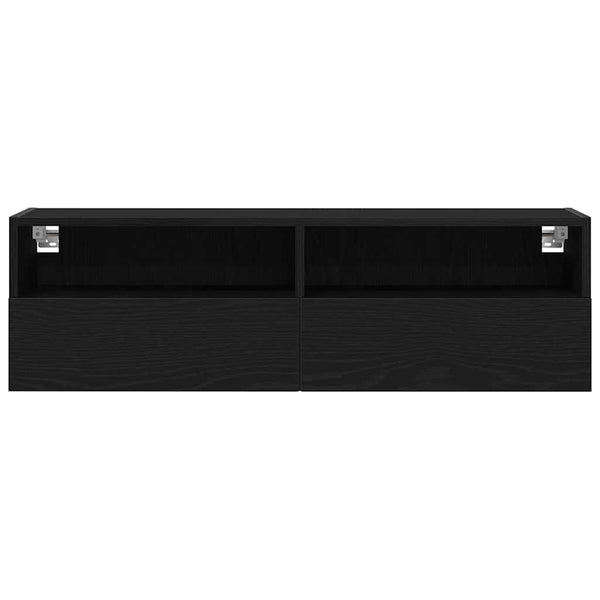 TV-seinäkaappi 2 pcs Musta tammi 100 x 30 x 30 cm Tekninen puu