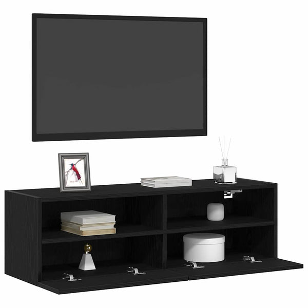 TV-seinäkaappi 2 pcs Musta tammi 100 x 30 x 30 cm Tekninen puu