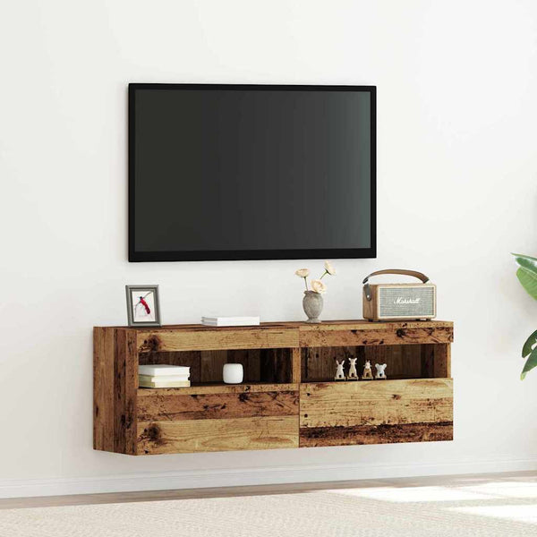 TV-seinäkaappi 2 pcs Vanha puu 60 x 30 x 40 cm Tekninen puu