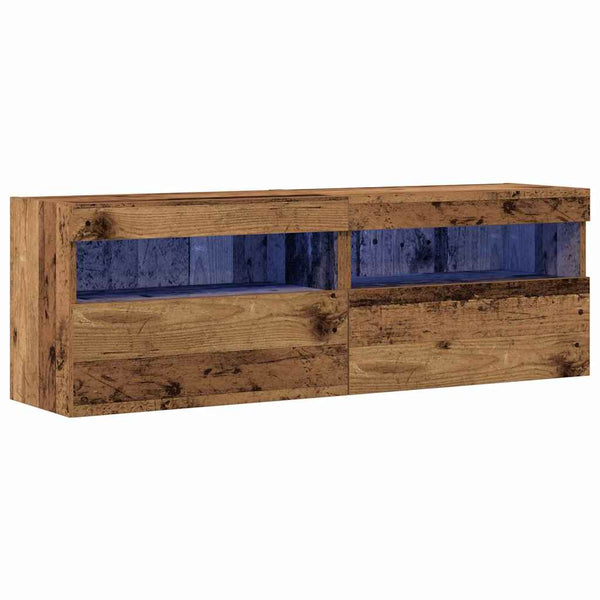 TV-seinäkaappi 2 pcs Vanha puu 60 x 30 x 40 cm Tekninen puu