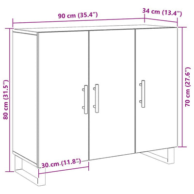 Sivupöytä Musta tammi 90 x 34 x 80 cm Tekninen puu