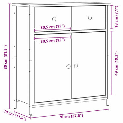 Musta tammi sivupöytä Nedim 70x30x80cm (puinen)