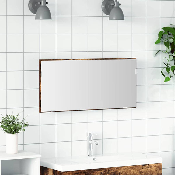 Peili Ruskea 80 x 37 cm Lasi ja suunniteltu puu