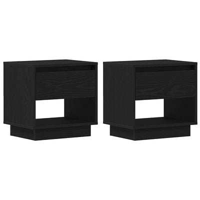 Yöpöytä 2 pcs Musta tammi 45 x 34 x 44 cm Tekninen puu
