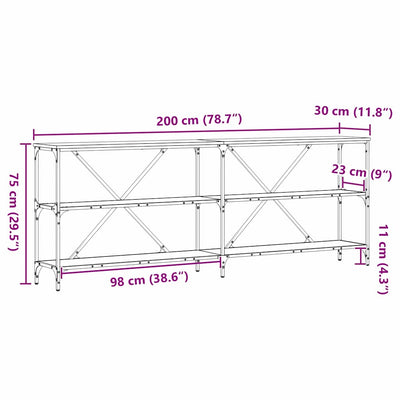 Muut konsolipöytä hyllyllä Lenov 180x30x75cm (artesaani tammi)