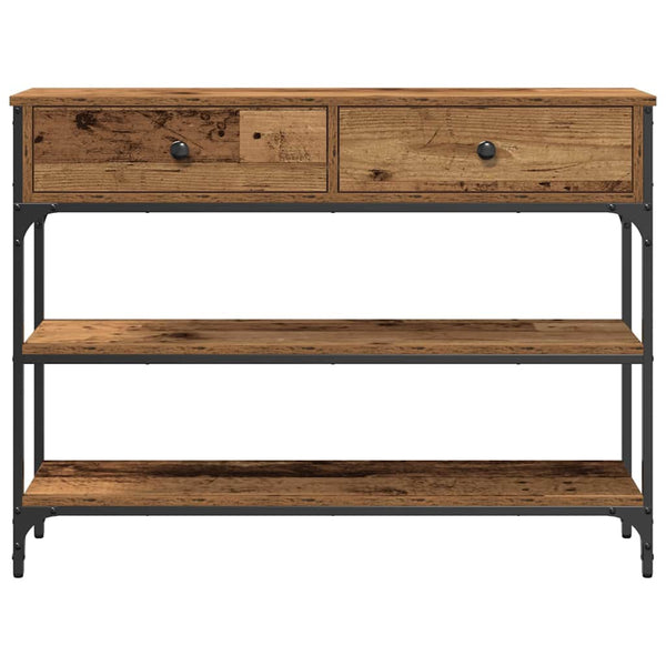 Konsolipöytä hyllyllä Vanha puu 100 x 25 x 75 cm Tekninen puu