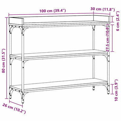 Musta tammi konsolipöytä hyllyllä Doremidont 100x30x80cm