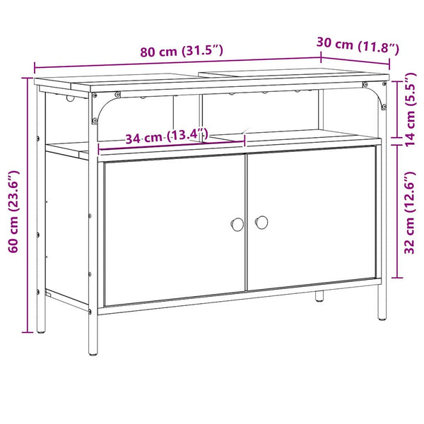 Kylpyhuoneen allaskaappi Ruskea 80 x 30 x 60 cm Tekninen puu