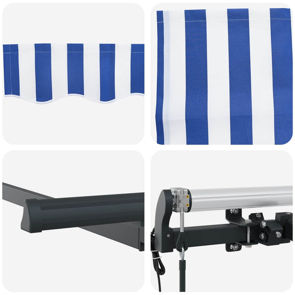 Vedettävä markiisi Sininen ja valkoinen 350 x 200 cm