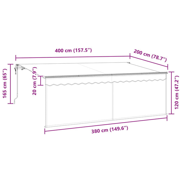 Vedettävä markiisi Antrasiitti 400 x 200 cm