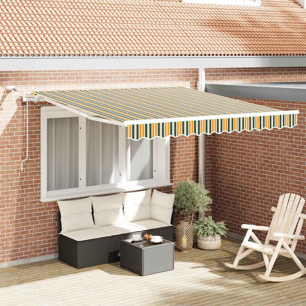 Vedettävä markiisi Vihreä ja keltainen 300 x 250 cm Polyesteri