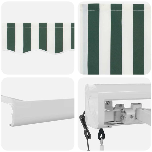 Vedettävä markiisi Vihreä ja valkoinen 300 x 250 x 165 cm