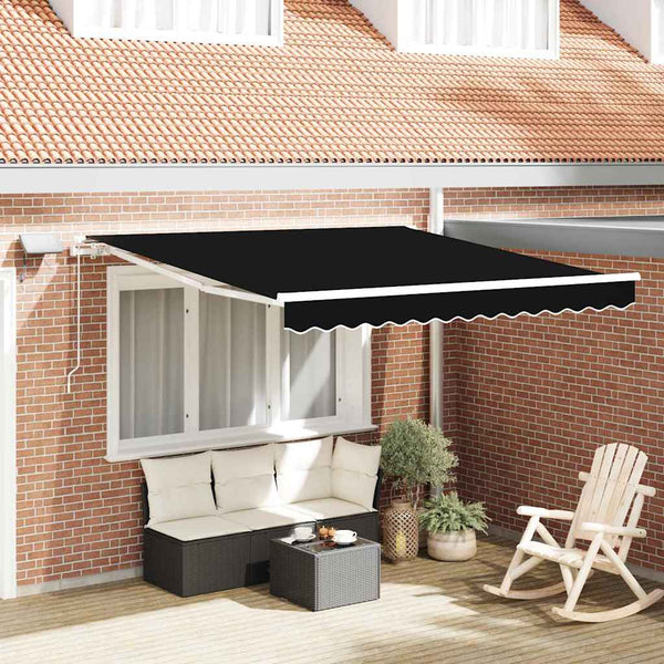 Vedettävä markiisi Musta 350 x 250 cm Kangas ja alumiini
