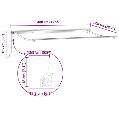 Aurinkovarjon runko Valkoinen 4 x 2 m