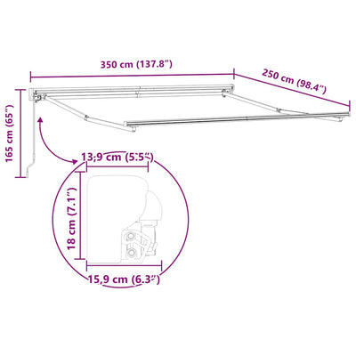 Aurinkovarjon runko Antrasiitti 3,5 x 2,5 m