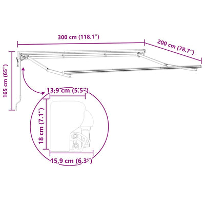 Aurinkovarjon runko Valkoinen 3 x 2 m