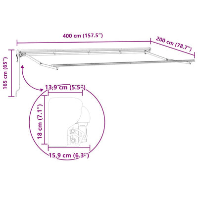 Aurinkovarjon runko Valkoinen 4 x 2 m