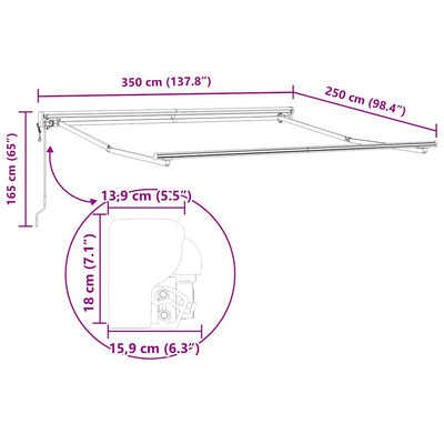 Aurinkovarjon runko Antrasiitti 3,5 x 2,5 m
