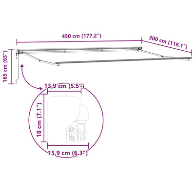 Aurinkovarjon runko Antrasiitti 4,5 × 3 m