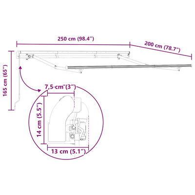 Aurinkovarjon runko Antrasiitti 2.5 x 2 m Metalli