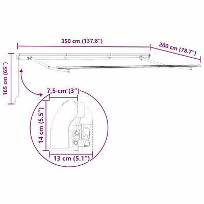 Aurinkovarjon runko Antrasiitti 3.5 x 2 m Metalli