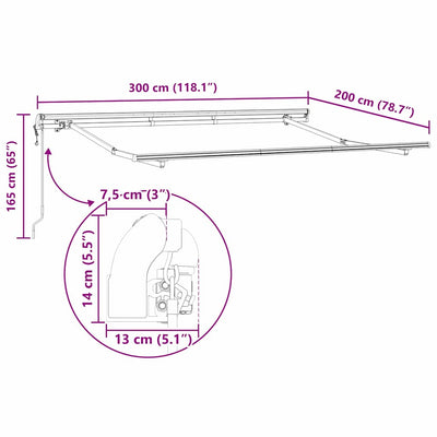 Aurinkovarjon runko Valkoinen 3 x 2 m Metalli