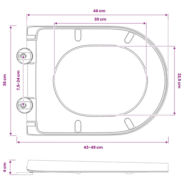 WC-istuin Harmaa 49 x 36 x 4 cm Duroplast