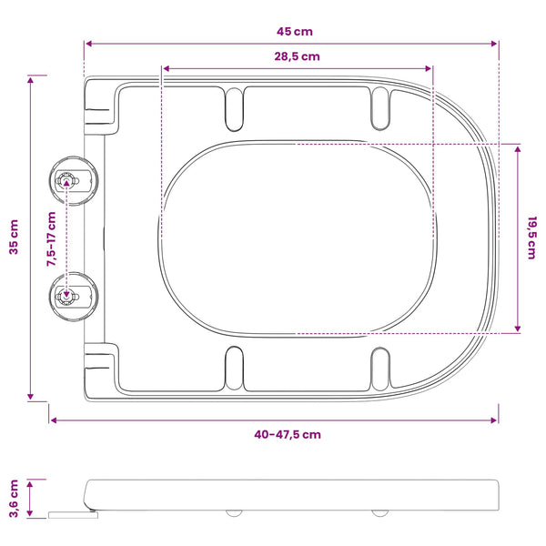 WC-istuin Harmaa 47,5 x 35 x 3,6 cm Duroplast