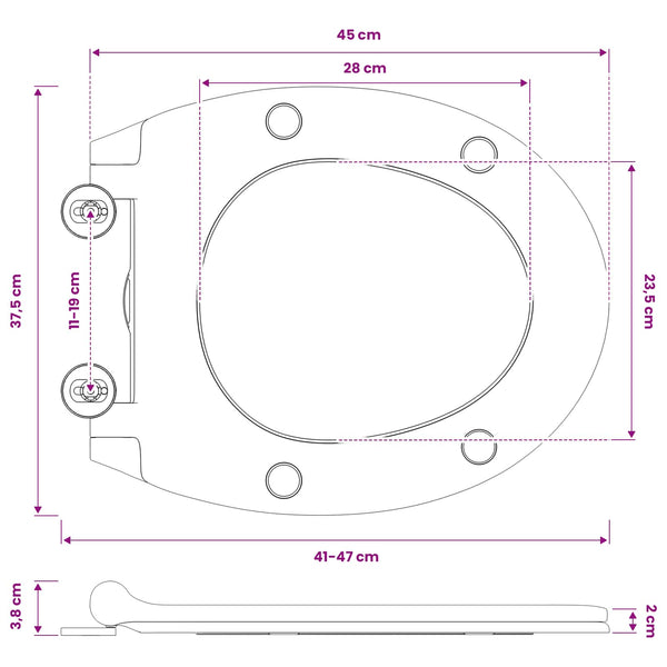 WC-istuin Antrasiitti 45,5 x 37,5 x 3,8 cm Duroplast