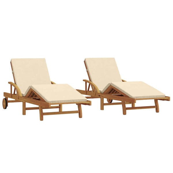 Aurinkotuoli 2 kpl Tiheä akasiapuu Beige