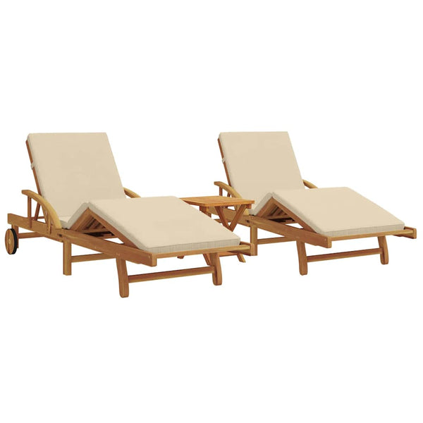 Aurinkotuoli 3 kpl Tiheä akasiapuu Beige