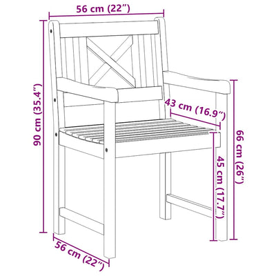Ruskea puutarhan tuoli Acvinia 56x56x90cm (4 pcs, akaasiapuu)