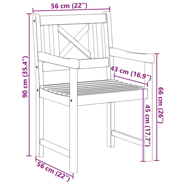 Ruskea puutarhan tuoli Amsela 56x56x90cm (8 pcs, akaasiapuu)