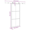 Liukuovi asennustarvikkeilla 90x205 cm ESG lasi ja alumiini