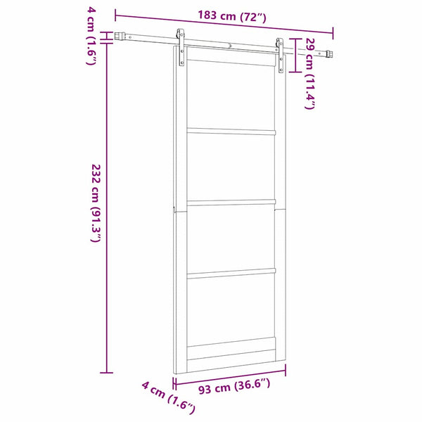 Liukuovi ORKDAL Valkoinen 93 x 232 cm Täysi mänty ja lasi