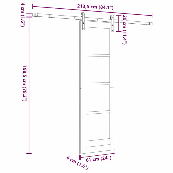 Liukuovi ORKDAL Valkoinen 61 x 198,5 cm Täysi mänty ja lasi