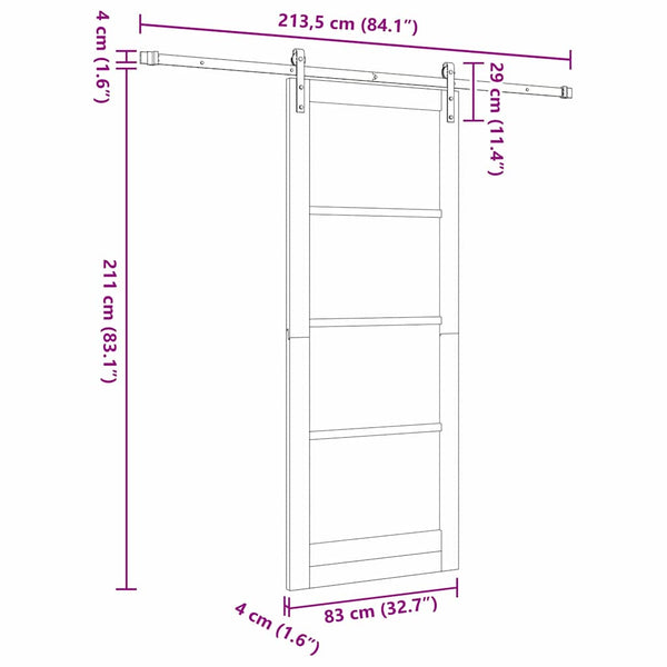 Liukuovi ORKDAL Valkoinen 83 x 211 cm Täysi mänty ja lasi